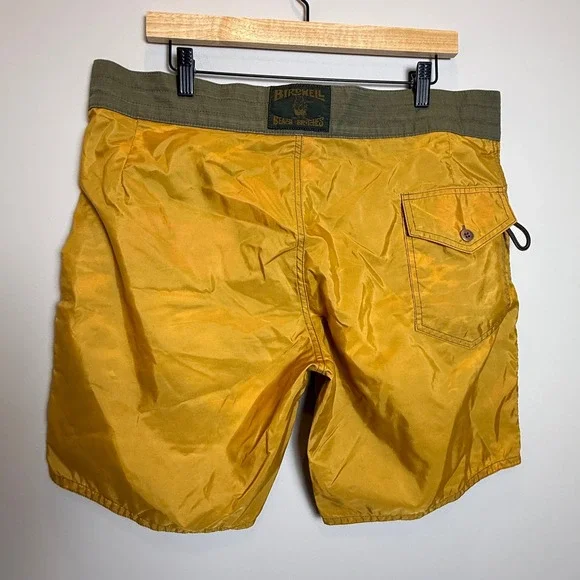 VTG Birdwell Beach Britches Mens 36 Yellow Board Shorts Swim Trunks California